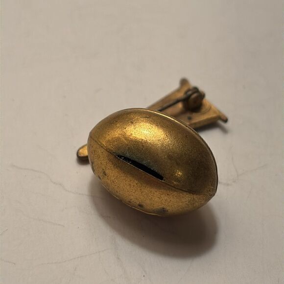 Vintage Rah Rah Rah Gold Tone Blue White Football Banner Pin - Picture 5 of 7